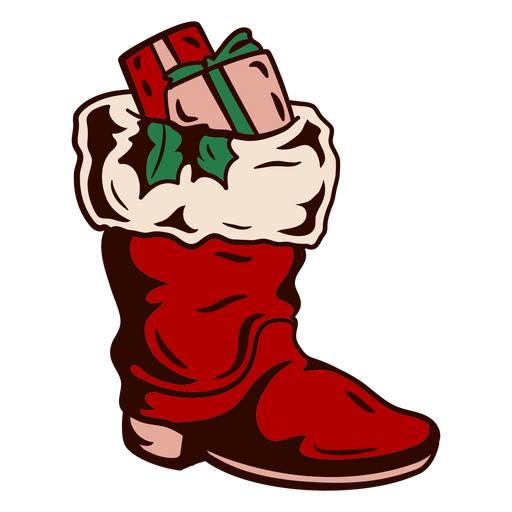 Bota de Papai Noel com presentes Desenho PNG