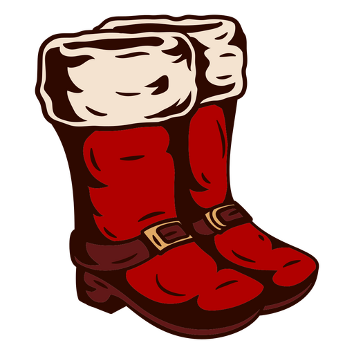 Ein Paar rote Stiefel mit Weihnachtsmann darauf PNG-Design