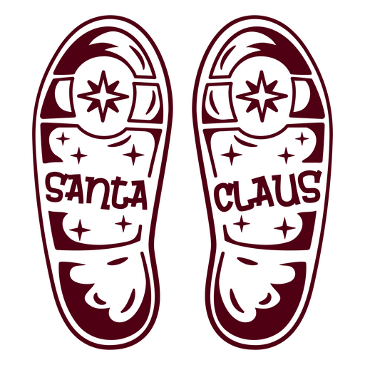 Dos zapatos con las palabras santa claus en ellos. Diseño PNG