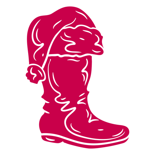Pink boot with a santa hat on it PNG Design