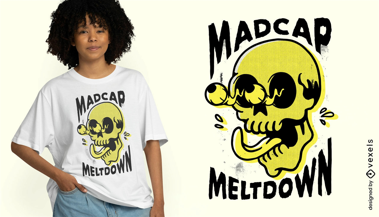 Madcap meldown skull t-shirt design