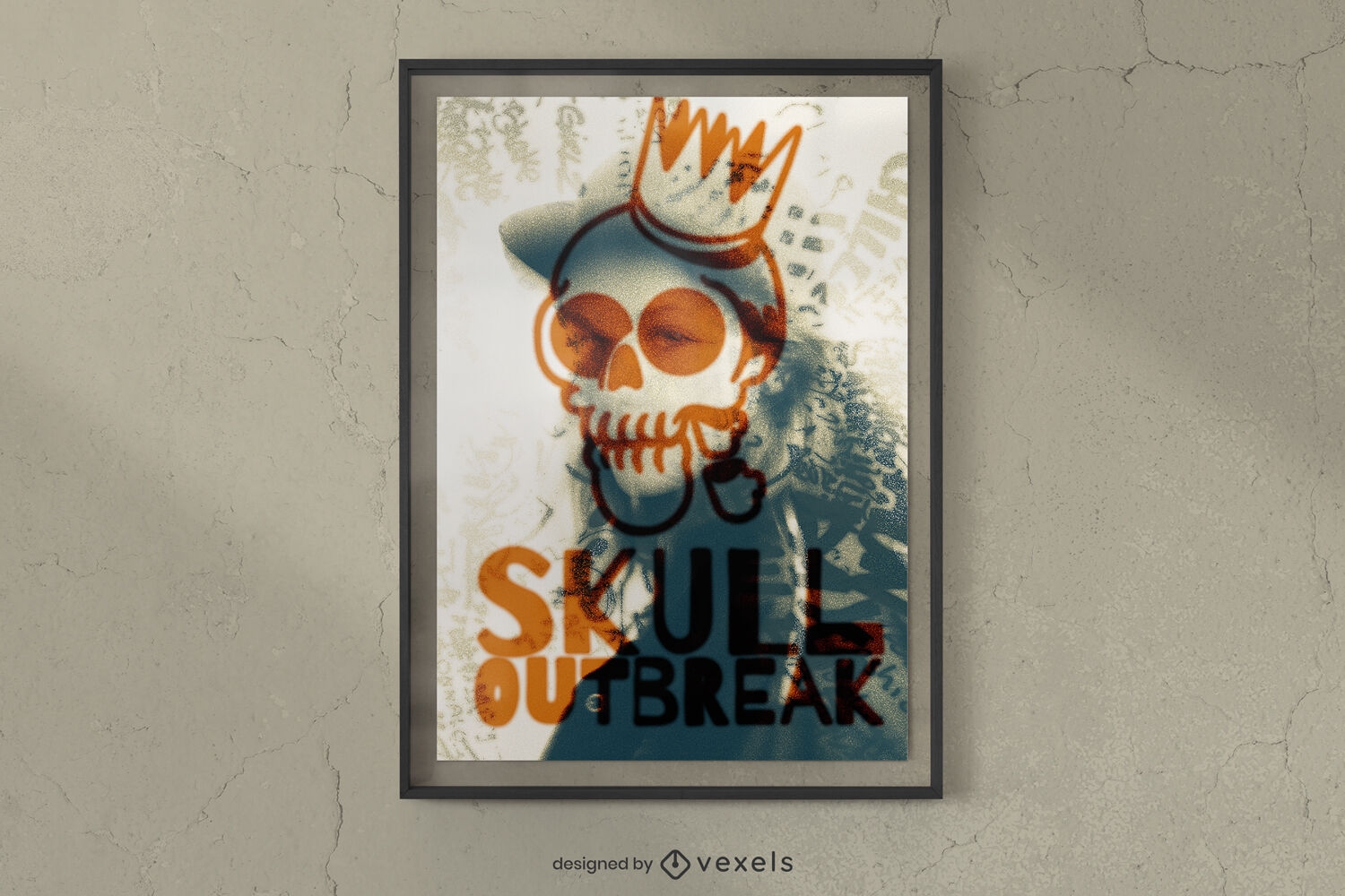 Skull cartoon king poster template