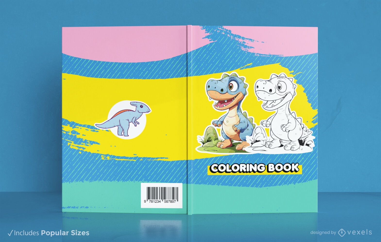 Livro de colorir de dinossauro de desenho animado KDP