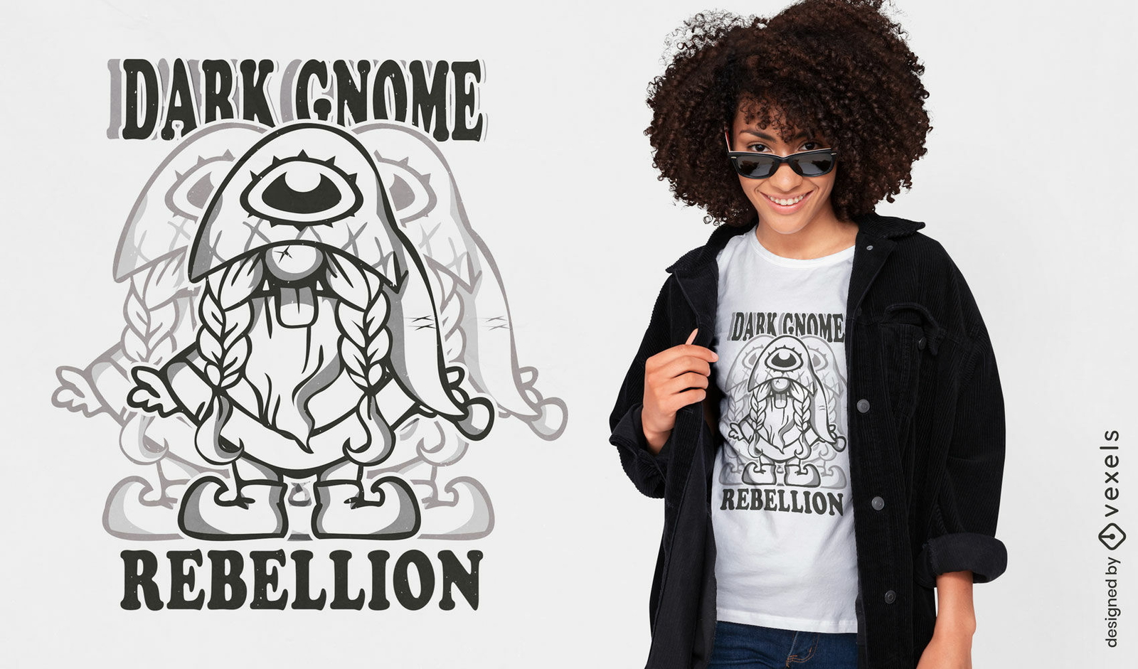 Diseño de camiseta de rebelión de gnomos oscuros