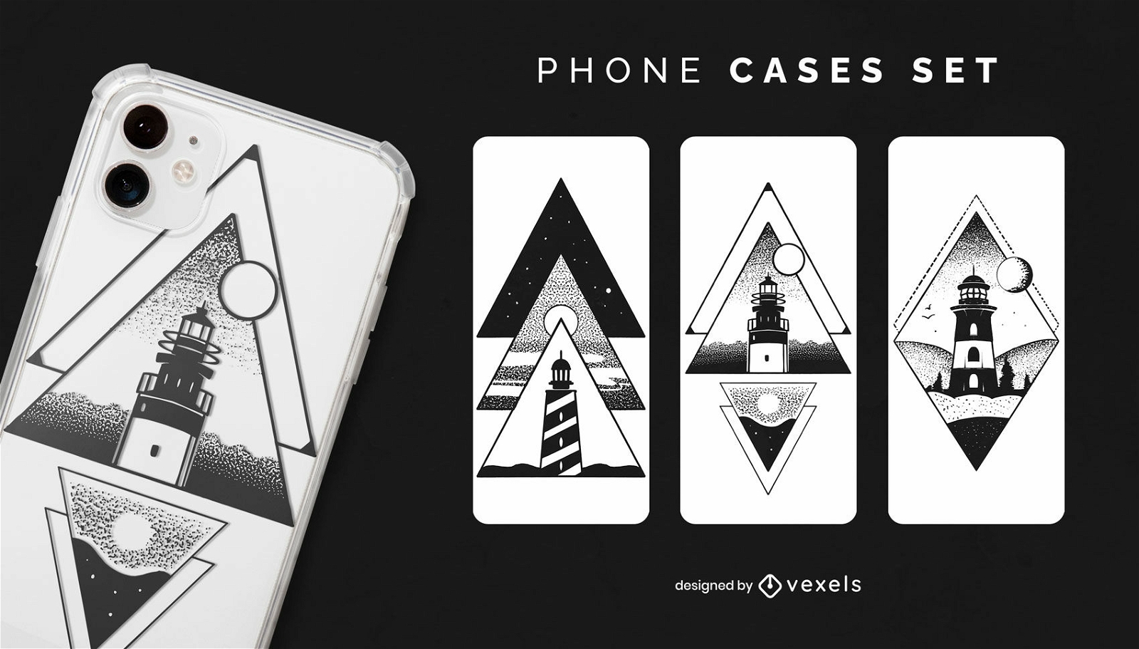 Lighthouse abstract phone cases set