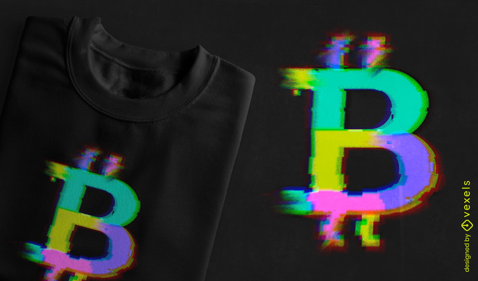 Kryptowährungs-Glitch-Art-T-Shirt-Design