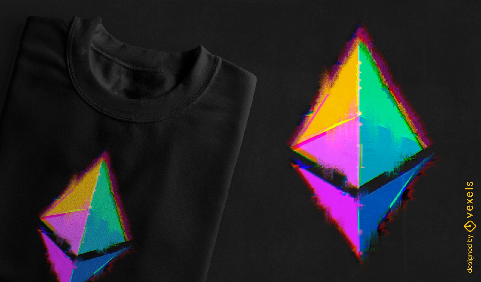 Ethereum-Glitch-Grafik-T-Shirt-Design