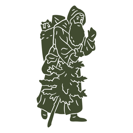 Vintage-Weihnachtsmann mit Weihnachtsbaum PNG-Design
