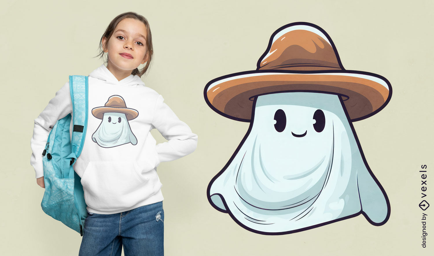 Design de camiseta fantasma com chap?u de cowboy