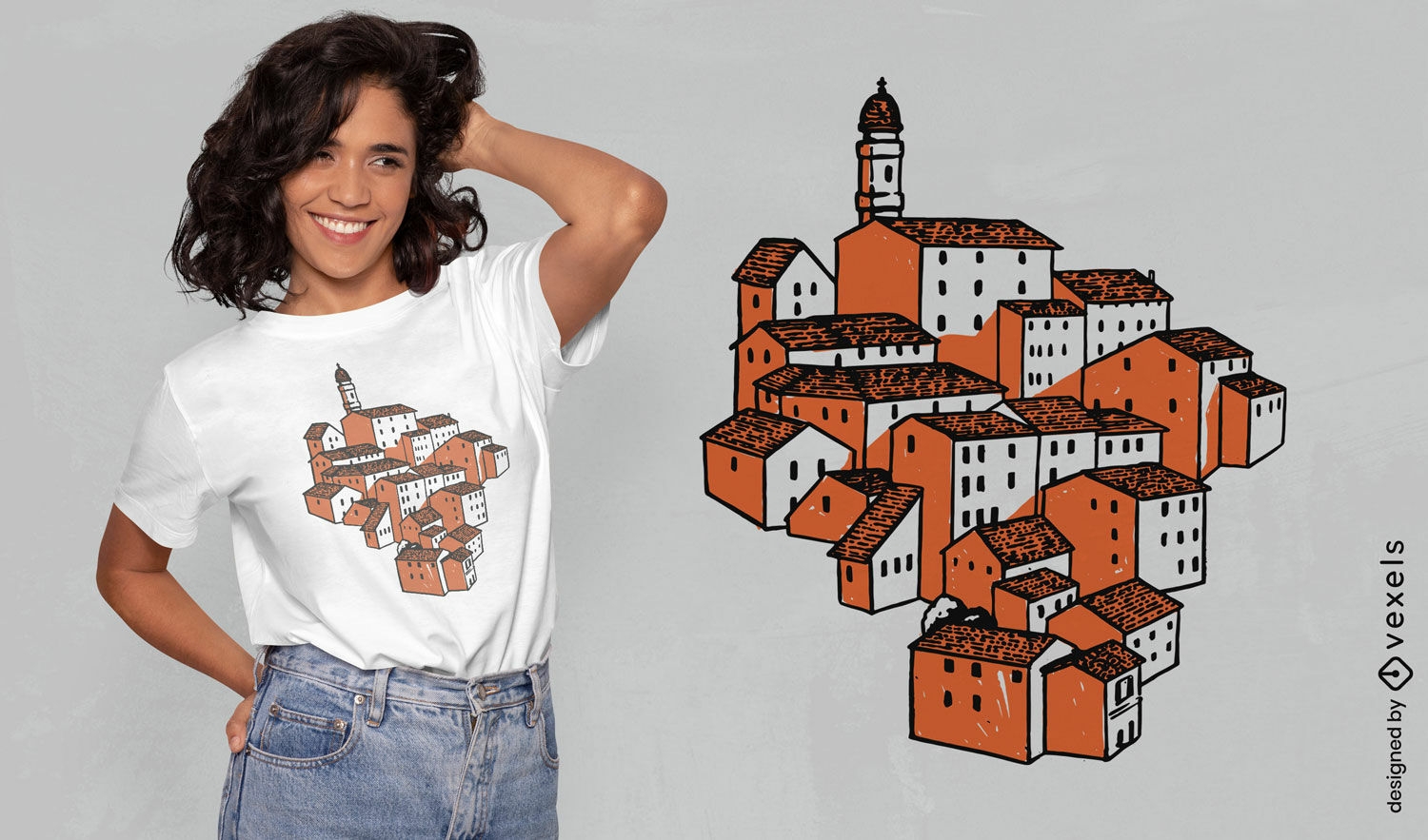 Diseño de camiseta minimalista de pueblo corso.