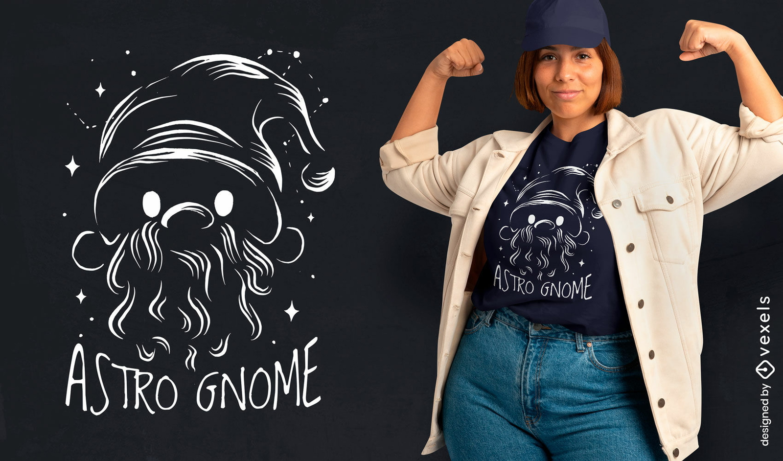 Diseño de camiseta de astro gnomo