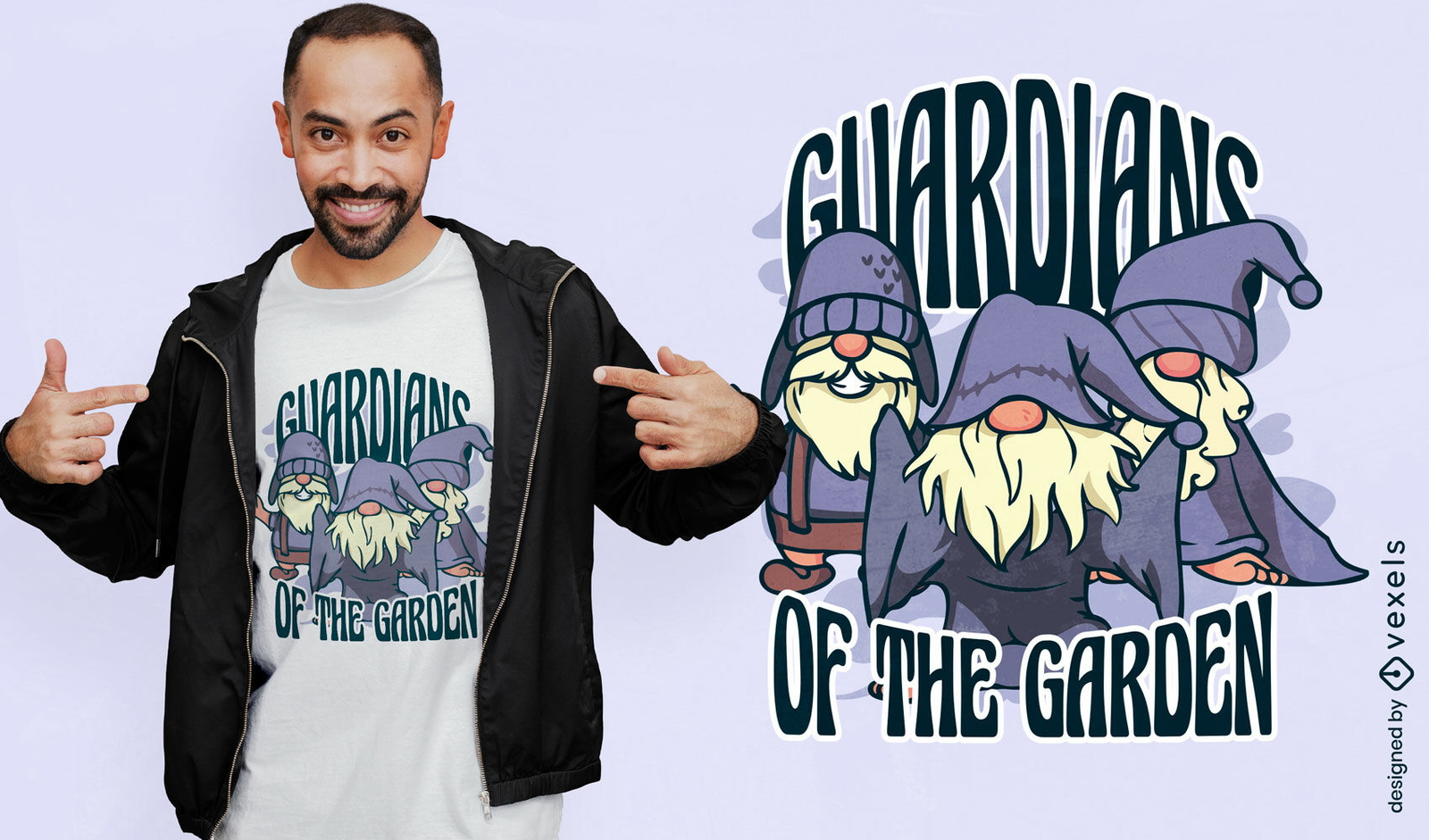 Design de camiseta dos gnomos guardiões