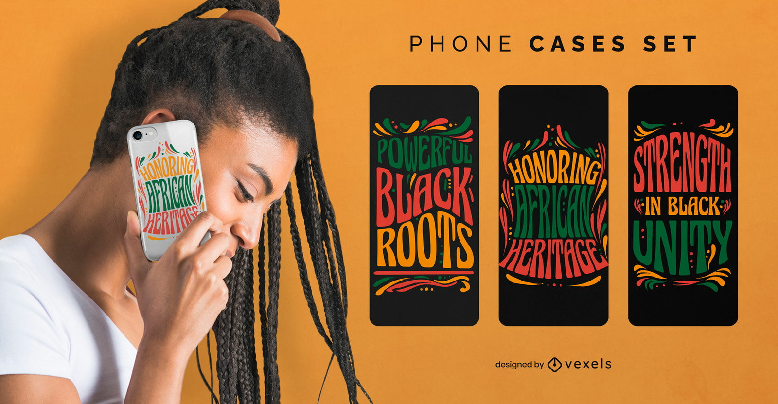 Conjunto de capas de telefone com citações do mês da história negra