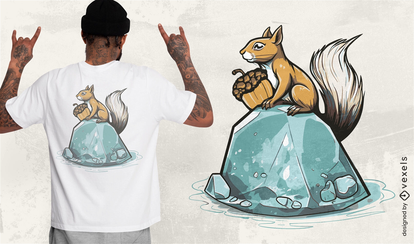 Design de camiseta esquilo no gelo