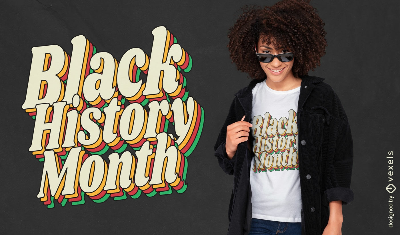 T-Shirt-Design mit schwarzem Geschichtsmonats-Schriftzug