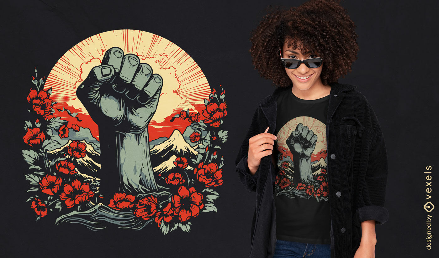 Mes de la historia negra y diseño de camiseta de flores.