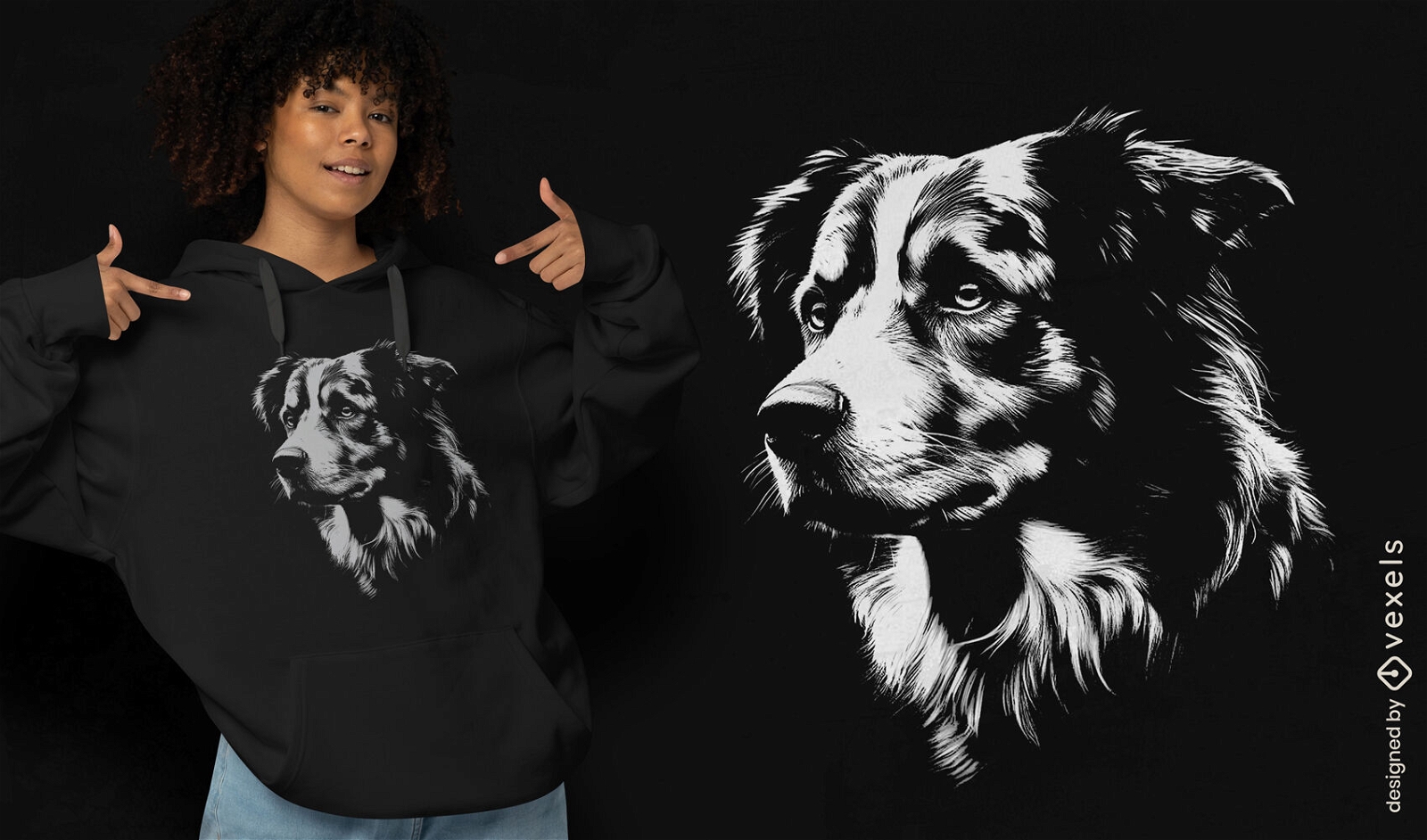 Diseño de camiseta realista de perro pastor australiano.
