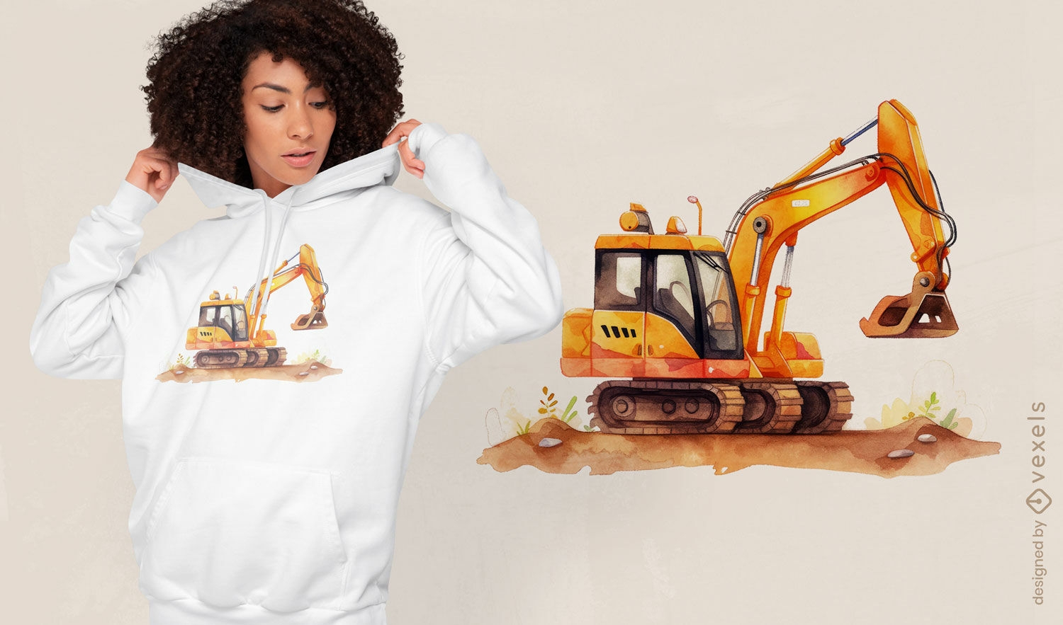 Design de camiseta de trabalho para escavadeira