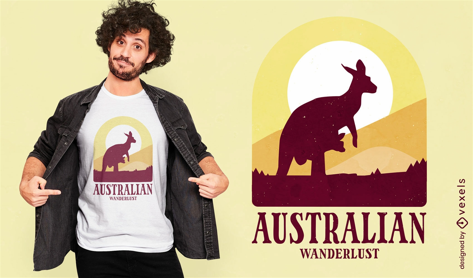 Diseño de camiseta de canguro australiano.