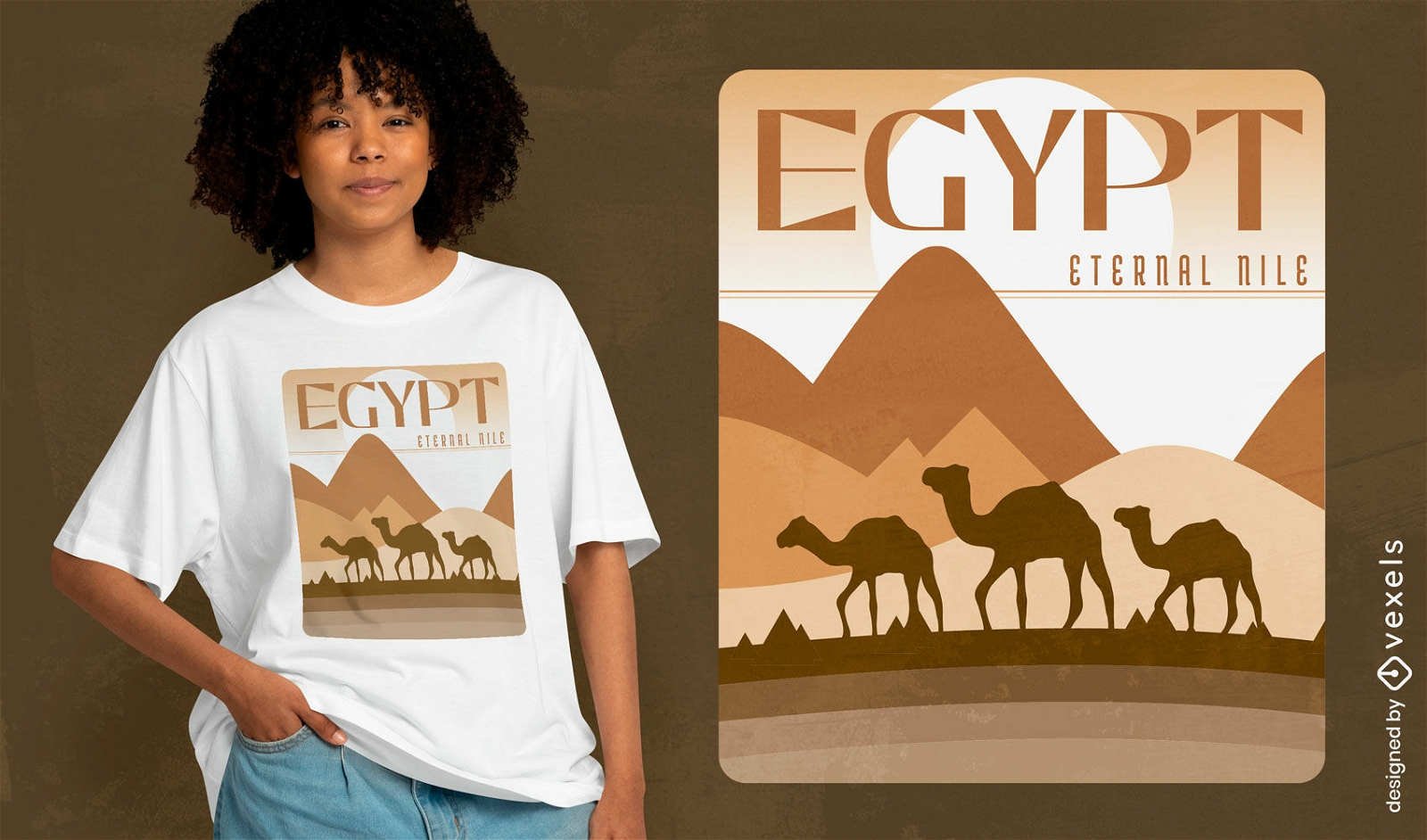 Camelos no design de camiseta do Egito