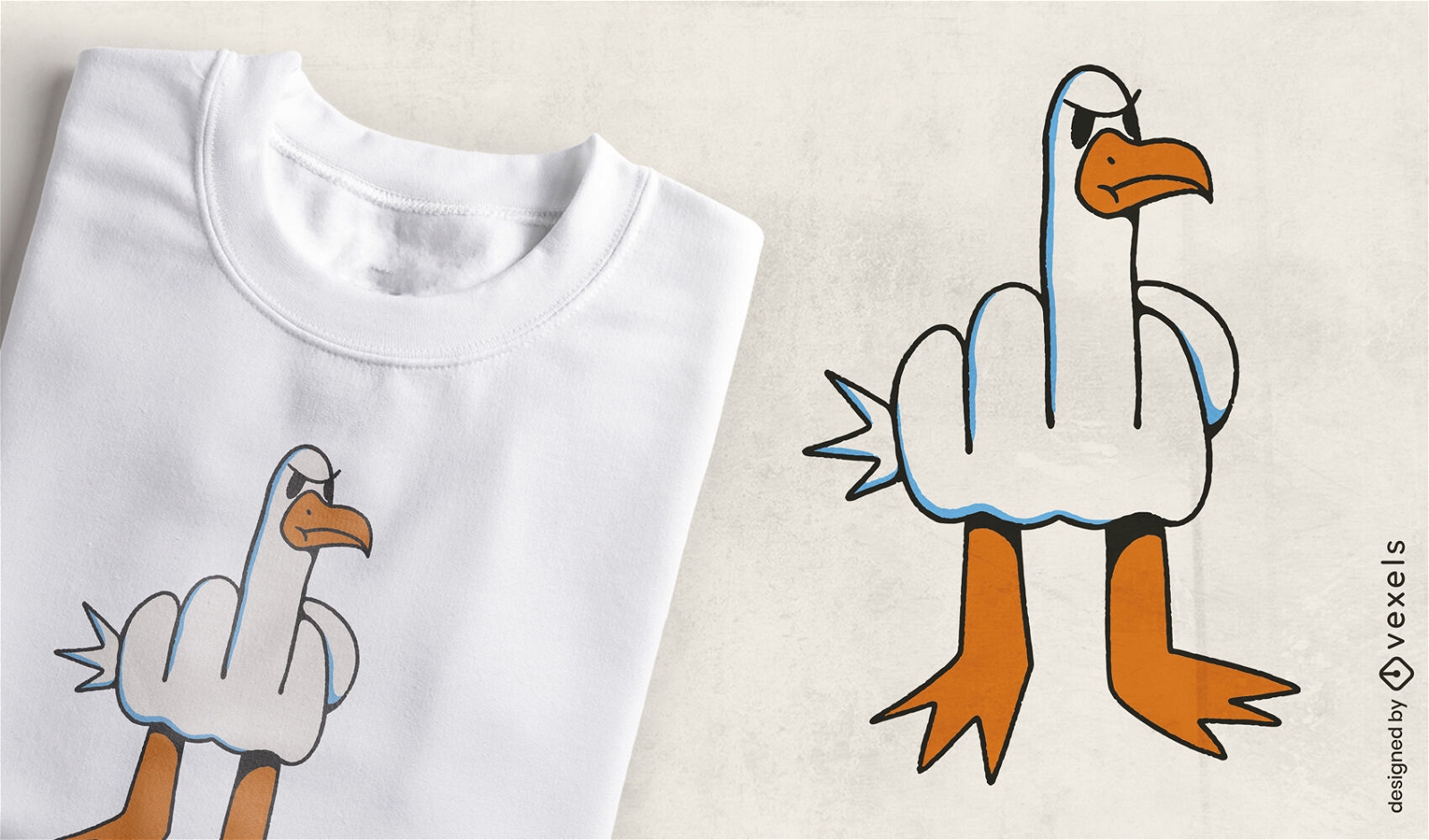 Seagull with middle finger body t-shirt design