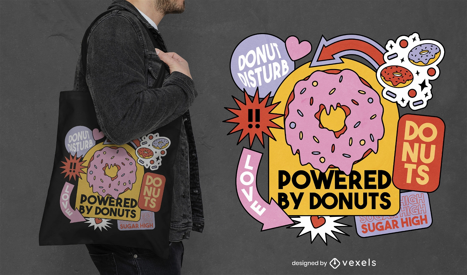 Sweet food donuts tote bag design