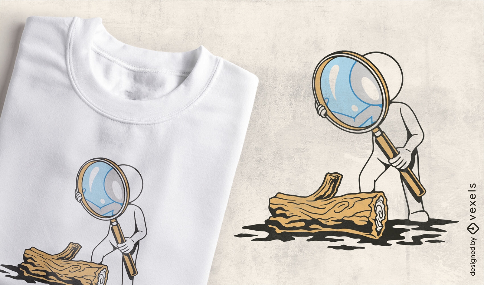 Person with magnifying glass t-shirt design