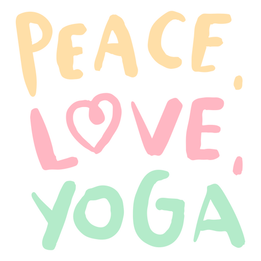 Paz amor yoga Diseño PNG