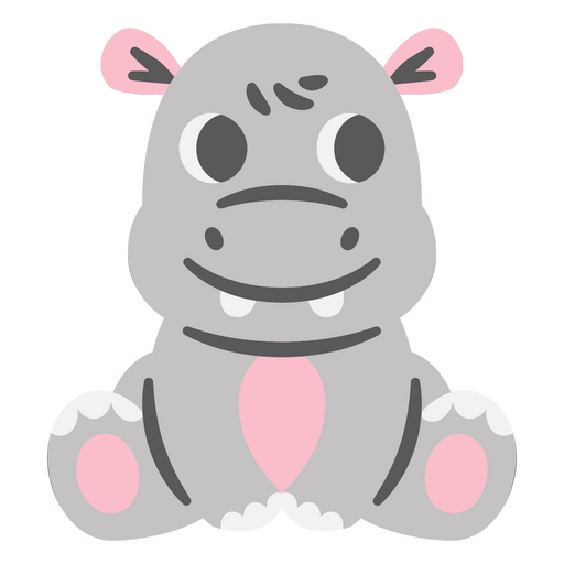 Hipopótamo gris sentado Diseño PNG