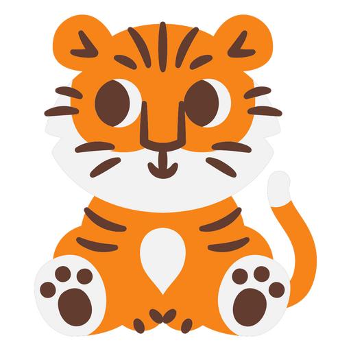 Lindo tigre naranja sentado Diseño PNG