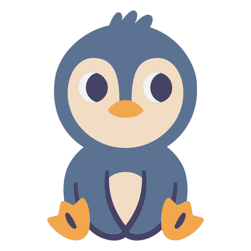 Blue penguin sitting PNG Design