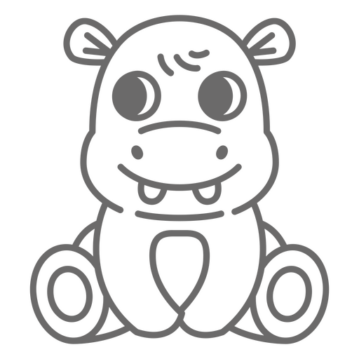 Icono de hipopótamo blanco y negro Diseño PNG