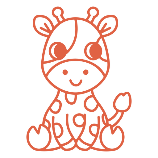 Orange giraffe sitting PNG Design