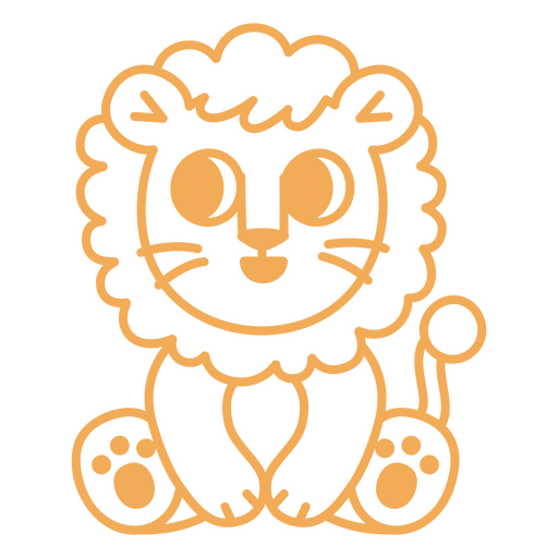 Leão laranja sentado Desenho PNG