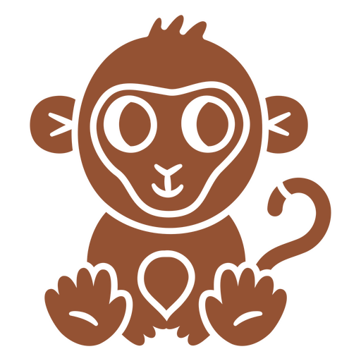 Cute brown monkey sitting PNG Design