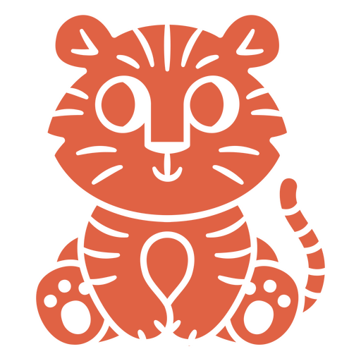 Orangefarbener Tiger sitzend PNG-Design