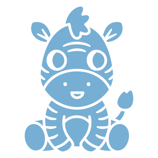 Cute blue zebra sitting PNG Design