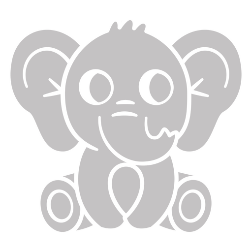 Gray elephant is sitting PNG Design