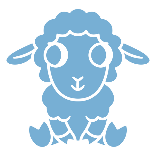 Blaues Schaf mit gro?en Augen sitzend PNG-Design