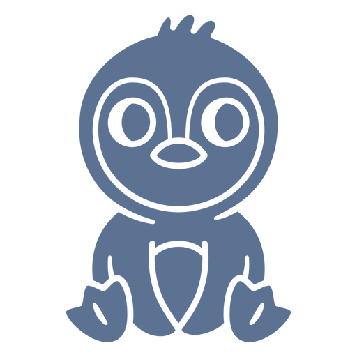 Blue baby penguin sitting PNG Design