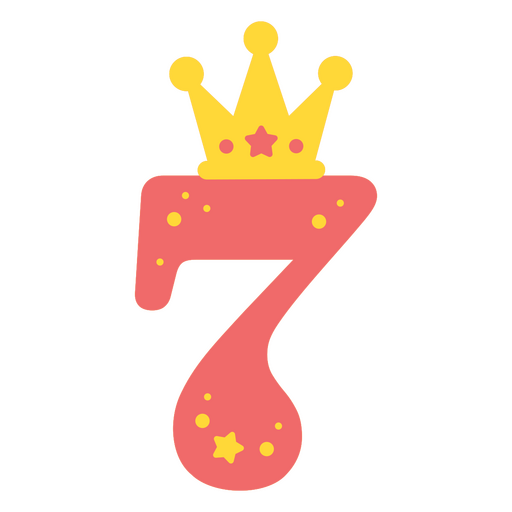 Die Zahl Sieben mit einer Krone darauf PNG-Design