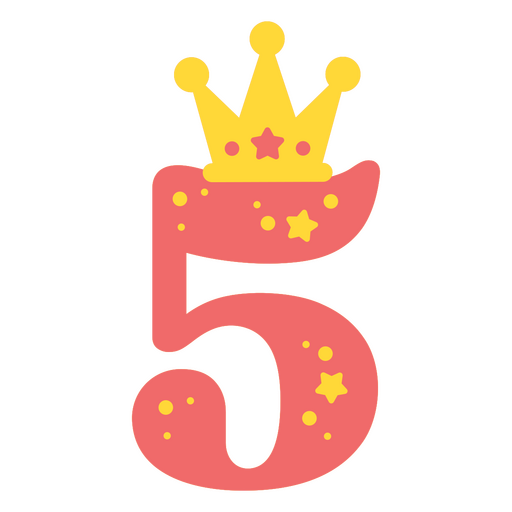 Die Zahl Fünf mit einer Krone darauf PNG-Design