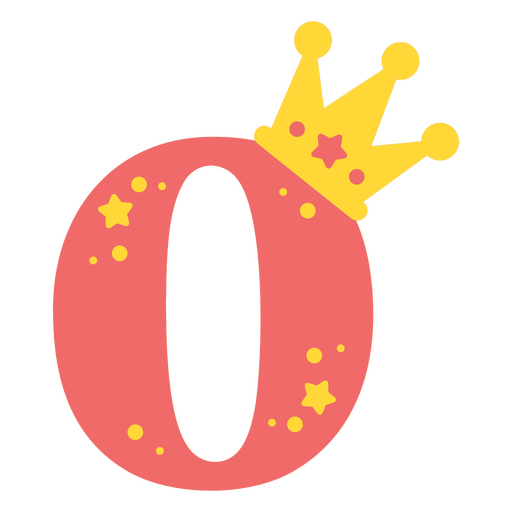 Número cero con una corona. Diseño PNG