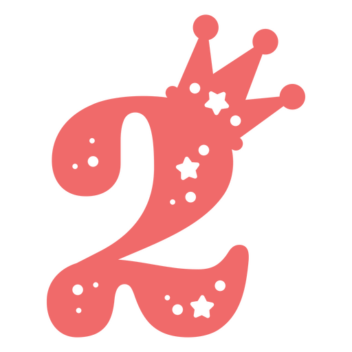 Pink number two with a crown and stars PNG Design