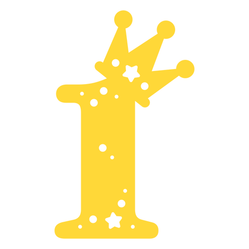 Yellow number one with a crown on it PNG Design