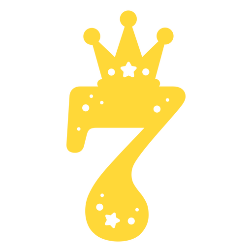 El número siete con corona y estrellas. Diseño PNG
