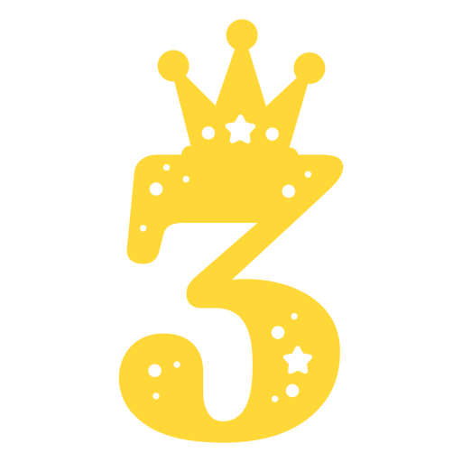 Playful crown number three design PNG Design