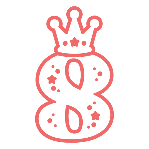 Die Zahl Acht mit einer Krone darauf PNG-Design