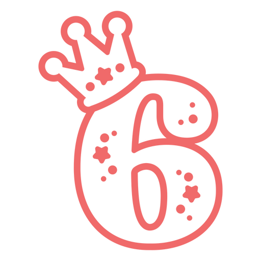 Die Zahl Sechs mit einer Krone darauf PNG-Design