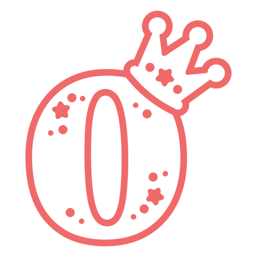 The number 0 with a crown on it PNG Design